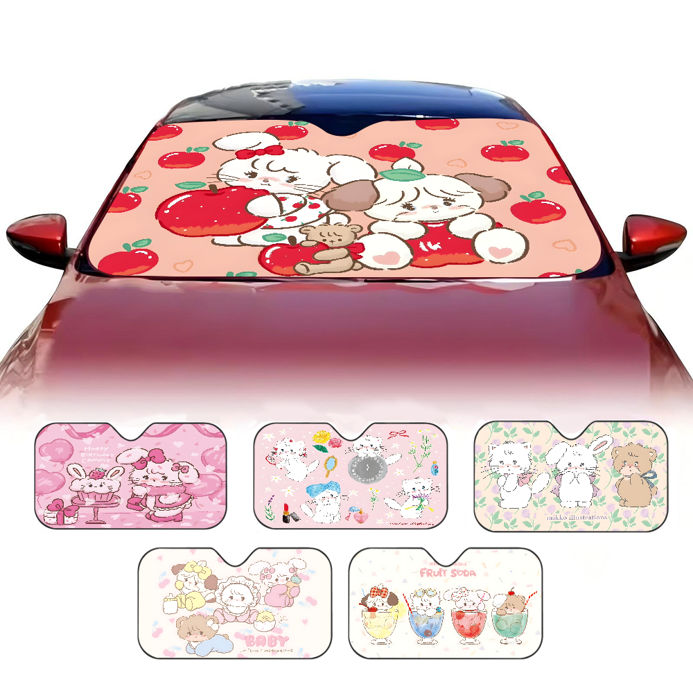 Car Accessories For Interior - Mikko Anime Cartoon Car Sunshade Front