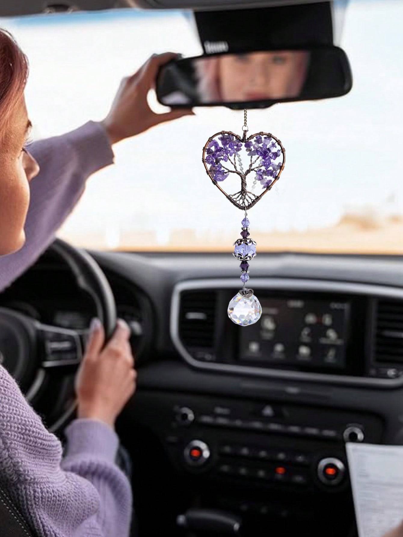 Heart Amethyst Tree of Life Ca - Car Accessories Evil Eye 리뷰 및 가격